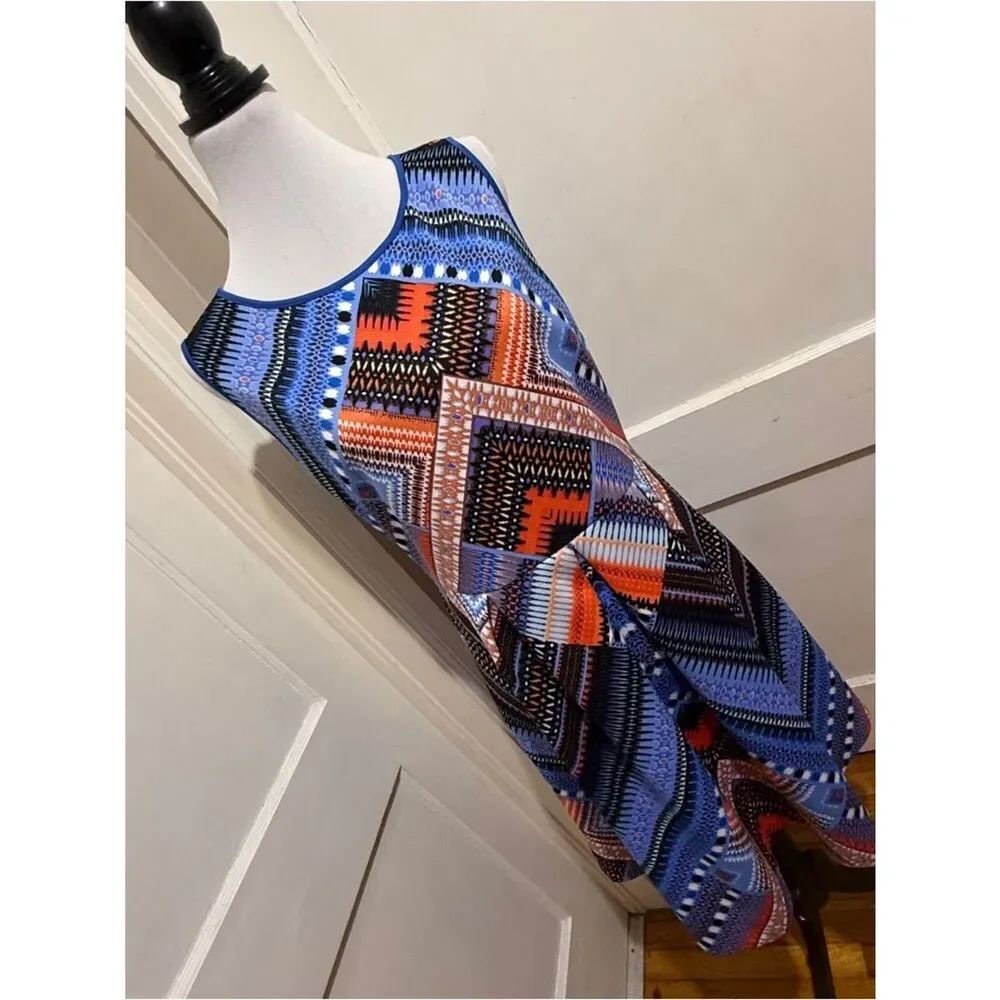 Liz Claiborne Blue and Purple Patterned Dress